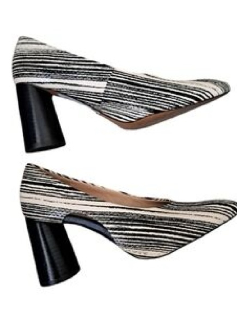 Topshop Black and White Zebra Striped Block Heel Pumps NWT US 7.5/EUR 38
